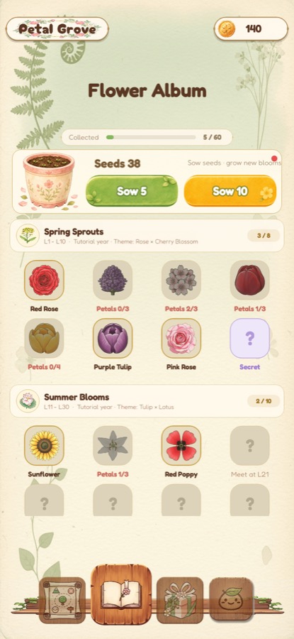 Petal Grove flower album screenshot